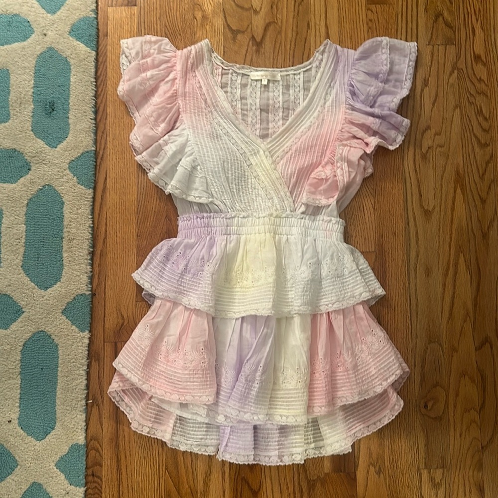 Loveshack Fancy Gwen Dress Rainbow Printed